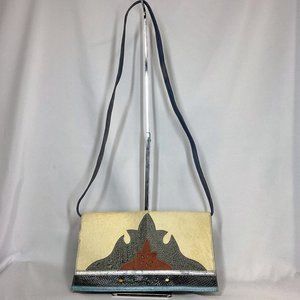 Vintage Furst & Mooney Calf Hair Snake Skin Embellished Clutch Crossbody